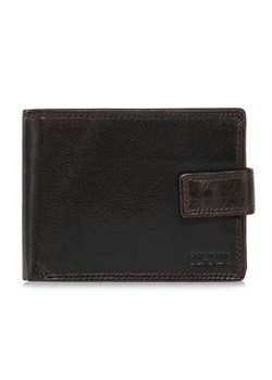 Skórzany zapinany brązowy portfel męski ze sklepu OCHNIK w kategorii Portfele męskie - zdjęcie 172569650