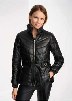 Pikowana kurtka skórzana damska z paskiem ze sklepu OCHNIK w kategorii Kurtki damskie - zdjęcie 172570344
