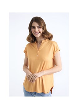Pomarańczowa bluzka V dekolt damska ze sklepu OCHNIK w kategorii Bluzki damskie - zdjęcie 172570872