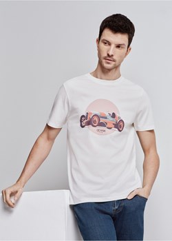 Kremowy T-shirt męski z nadrukiem ze sklepu OCHNIK w kategorii T-shirty męskie - zdjęcie 172571300
