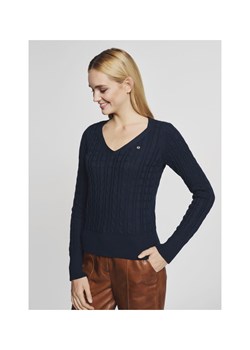 Granatowy sweter dekolt V damski ze sklepu OCHNIK w kategorii Swetry damskie - zdjęcie 172572103