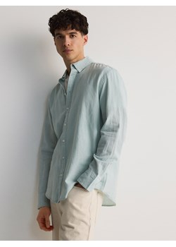 Reserved - Koszula regular z lnem - jasnoturkusowy ze sklepu Reserved w kategorii Koszule męskie - zdjęcie 172573603