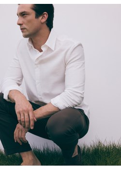 Reserved - Koszula regular z domieszką wiskozy - biały ze sklepu Reserved w kategorii Koszule męskie - zdjęcie 172573840