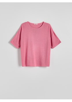 Reserved - Dzianinowa bluzka oversize z wiskozą - pastelowy róż ze sklepu Reserved w kategorii Bluzki damskie - zdjęcie 172573874
