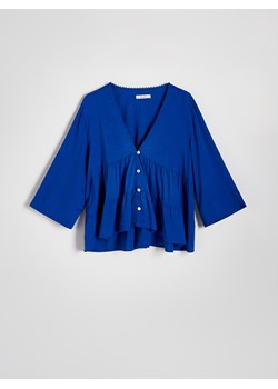Reserved - Bluzka z wiskozą - niebieski ze sklepu Reserved w kategorii Bluzki damskie - zdjęcie 172573892