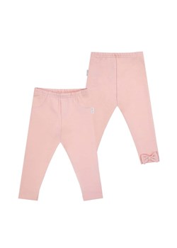 Różowe legginsy bawełniane dla dziewczynki z kokardką ze sklepu 5.10.15 w kategorii Spodnie dziewczęce - zdjęcie 172574060