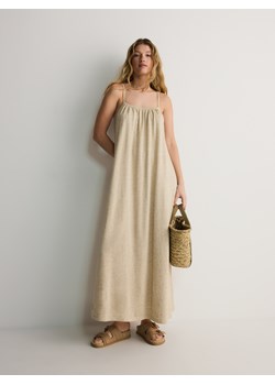 Reserved - Sukienka maxi z dodatkiem lnu - kremowy ze sklepu Reserved w kategorii Sukienki - zdjęcie 172576681