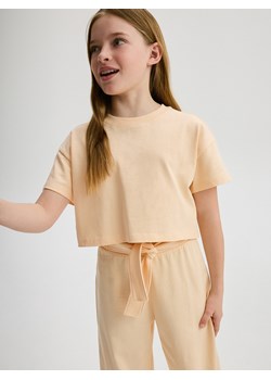 Reserved - Bawełniany t-shirt - jasnopomarańczowy ze sklepu Reserved w kategorii Bluzki dziewczęce - zdjęcie 172576800