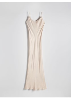 Reserved - Satynowa sukienka maxi w wiskozy - beżowy ze sklepu Reserved w kategorii Sukienki - zdjęcie 172578682