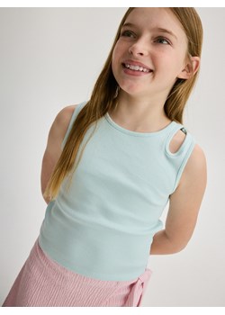 Reserved - Top z wycięciami - jasnoturkusowy ze sklepu Reserved w kategorii Bluzki dziewczęce - zdjęcie 172578701