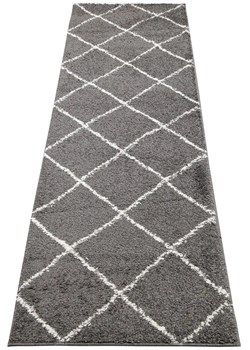 Szary chodnik dywanowy shaggy w kratkę - Befi 4X ze sklepu Edinos.pl w kategorii Dywany - zdjęcie 172579372
