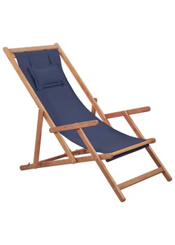 Granatowy drewniany leżak plażowy - Inglis ze sklepu Edinos.pl w kategorii Leżaki ogrodowe - zdjęcie 172579582