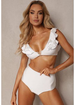 Białe Bikini Biustonosz z Ozdobnymi Falbankami Majtki Typu Figi High Waist Tiamonique ze sklepu Renee odzież w kategorii Stroje kąpielowe - zdjęcie 172580600