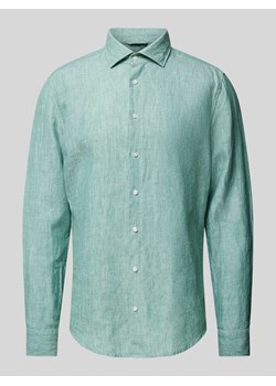 Koszula lniana o kroju slim fit z kołnierzykiem typu kent ze sklepu Peek&Cloppenburg  w kategorii Koszule męskie - zdjęcie 172580754