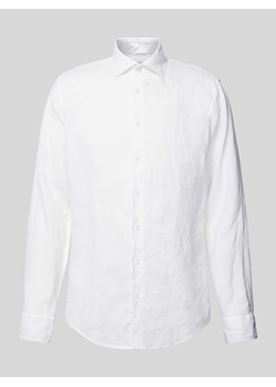 Koszula lniana o kroju slim fit z kołnierzykiem typu kent ze sklepu Peek&Cloppenburg  w kategorii Koszule męskie - zdjęcie 172580844