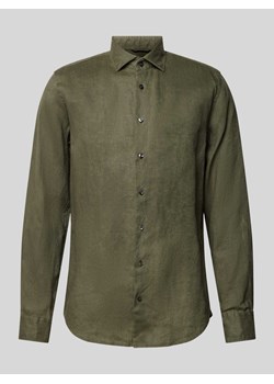 Koszula lniana o kroju slim fit z kołnierzykiem typu kent ze sklepu Peek&Cloppenburg  w kategorii Koszule męskie - zdjęcie 172580923