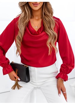 Malinowa bluzka koszulowa z długim rękawem Oiana - malinowy ze sklepu pakuten.pl w kategorii Bluzki damskie - zdjęcie 172582101