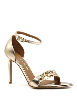 Złote skórzane sandały w szpic 121P ze sklepu NESCIOR w kategorii Sandały damskie - zdjęcie 172584500