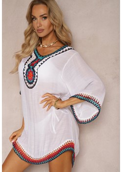 Biała Narzutka Bluzka ze Wstawkami z Ażurowej Tkaniny Vandasia ze sklepu Renee odzież w kategorii Odzież plażowa - zdjęcie 172585162