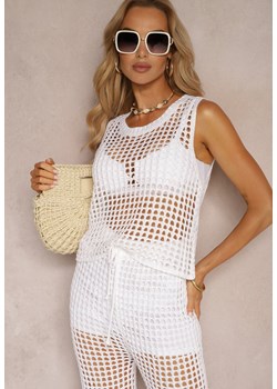 Biały Top z Ażurowej Dzianiny Naloeli ze sklepu Renee odzież w kategorii Odzież plażowa - zdjęcie 172585184