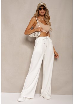 Białe Spodnie Dresowe High Waist z Gumką w Talii Tiamalie ze sklepu Renee odzież w kategorii Spodnie damskie - zdjęcie 172585694