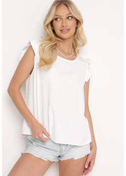Biały Top Koszulka bez Rękawów z Falbanką Vivolia ze sklepu Born2be Odzież w kategorii Bluzki damskie - zdjęcie 172586373