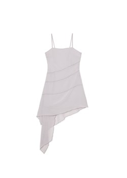 Cropp - Szyfonowa szara sukienka mini - jasny szary ze sklepu Cropp w kategorii Sukienki - zdjęcie 172587532