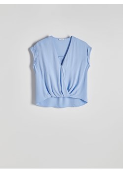 Reserved - Kopertowa bluzka z wiskozy - jasnoniebieski ze sklepu Reserved w kategorii Bluzki damskie - zdjęcie 172587653