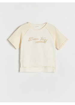 Reserved - T-shirt z nadrukiem - kremowy ze sklepu Reserved w kategorii Bluzki dziewczęce - zdjęcie 172587790