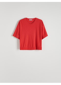 Reserved - Dzianinowa bluzka z wiskozą - czerwony ze sklepu Reserved w kategorii Bluzki damskie - zdjęcie 172587842