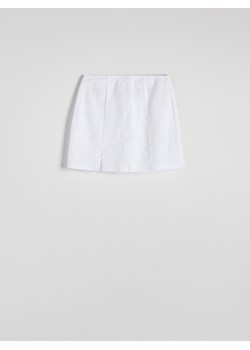 Reserved - Spódnica mini z lnem - biały ze sklepu Reserved w kategorii Spódnice - zdjęcie 172587913