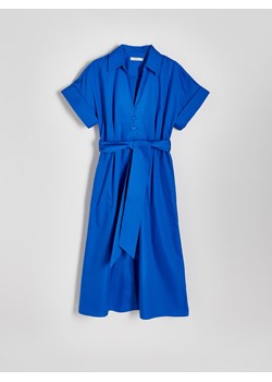 Reserved - Koszulowa sukienka midi - niebieski ze sklepu Reserved w kategorii Sukienki - zdjęcie 172587970