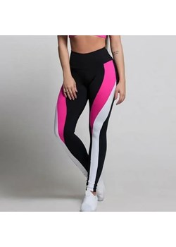 Legginsy sportowe kolorowe paski - Różowy / M ze sklepu Maybella.pl w kategorii Spodnie damskie - zdjęcie 172589740