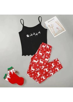 Świąteczna piżama damska dwuczęściowa - Czerwony / M ze sklepu Maybella.pl w kategorii Piżamy damskie - zdjęcie 172590752