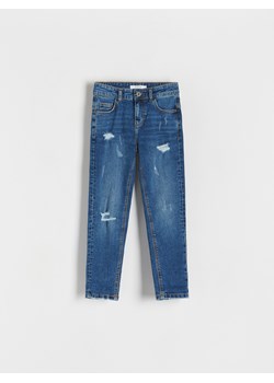 Reserved - Jeansy slim z dziurami - niebieski ze sklepu Reserved w kategorii Spodnie chłopięce - zdjęcie 172592053