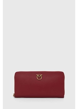 Pinko portfel skórzany damski kolor bordowy 100250 A0F1 ze sklepu ANSWEAR.com w kategorii Portfele damskie - zdjęcie 172593434