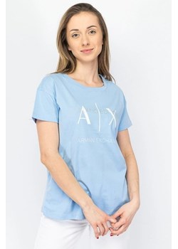 t-shirt damski armani exchange 3dyt36 yj3rz 15dd błękitny ze sklepu Royal Shop w kategorii Bluzki damskie - zdjęcie 172594162