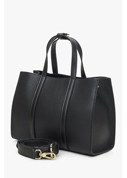 Estro: Czarna torba damska typu shopper ze skóry naturalnej ze sklepu Estro w kategorii Torby Shopper bag - zdjęcie 172594233