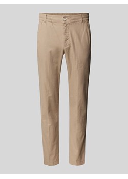 Spodnie lniane o kroju relaxed tapered fit w kant ze sklepu Peek&Cloppenburg  w kategorii Spodnie męskie - zdjęcie 172594281