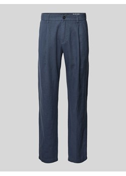 Spodnie lniane o kroju tapered fit z zakładkami w pasie model ‘Osby’ ze sklepu Peek&Cloppenburg  w kategorii Spodnie męskie - zdjęcie 172594371