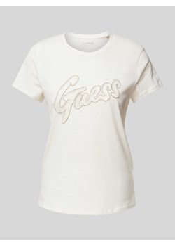T-shirt z obszyciem kamieniami stras z logo ze sklepu Peek&Cloppenburg  w kategorii Bluzki damskie - zdjęcie 172594574