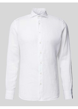 Koszula lniana o kroju slim fit z kołnierzykiem typu cutaway ze sklepu Peek&Cloppenburg  w kategorii Koszule męskie - zdjęcie 172594721