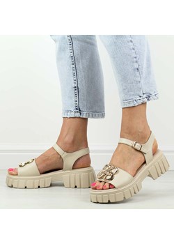 Beżowe skórzane sandały damskie Vinceza 7910 ze sklepu suzana.pl w kategorii Sandały damskie - zdjęcie 172598520