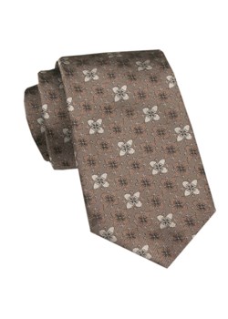Elegancki Krawat Męski Angelo di Monti - Beżowy w Drobne Kwiatki KRADM2128 ze sklepu JegoSzafa.pl w kategorii Krawaty - zdjęcie 172598651