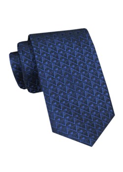 Elegancki Krawat Męski Angelo di Monti - Ciemnoniebieski w Regularny Wzór KRADM2124 ze sklepu JegoSzafa.pl w kategorii Krawaty - zdjęcie 172598673
