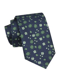 Elegancki Krawat Męski Angelo di Monti - Granat i Zieleń, Kwiaty KRADM2117 ze sklepu JegoSzafa.pl w kategorii Krawaty - zdjęcie 172598691