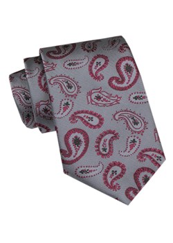 Elegancki Krawat Męski Angelo di Monti - Szary, Wzór Paisley KRADM2098 ze sklepu JegoSzafa.pl w kategorii Krawaty - zdjęcie 172598713