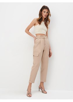 Mohito - Bawełniane spodnie - beżowy ze sklepu Mohito w kategorii Spodnie damskie - zdjęcie 172599421