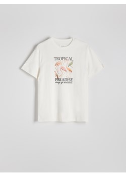 Reserved - T-shirt regular z nadrukiem - złamana biel ze sklepu Reserved w kategorii T-shirty męskie - zdjęcie 172599933