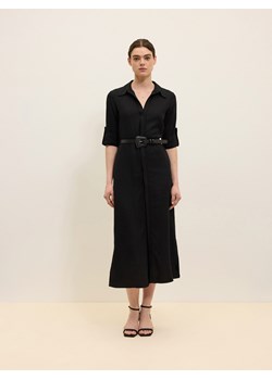Reserved - Sukienka midi z wiskozy z paskiem - czarny ze sklepu Reserved w kategorii Sukienki - zdjęcie 172600042